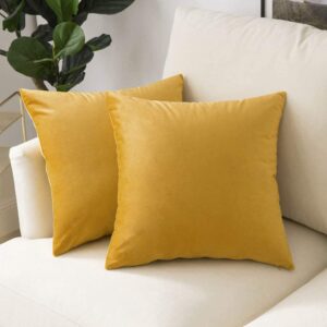 Sarı 2li Set Birinci Kalite Döşemelik Kadife Kumaş Kırlent Kılıfı - Özel Ölçü Seçenekli