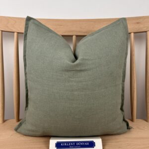 Yüksek Kalite Badem Yeşili 43*43 %100 Ham Keten Kırlent Kılıfı