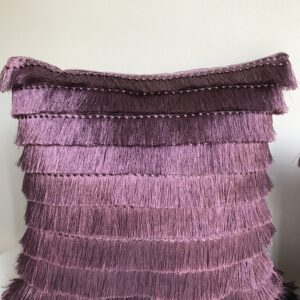 Mürdüm Lüks Saçaklı 43*43 Döşemelik Kadife Kumaş Kırlent Kılıfı - Özel Ölçü Seçenekli