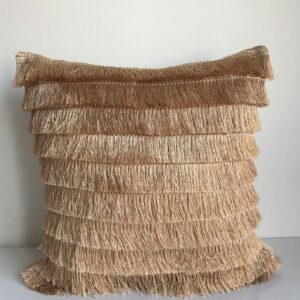 Gold Lüks Saçaklı 43*43 Döşemelik Kadife Kumaş Kırlent Kılıfı - Özel Ölçü Seçenekli