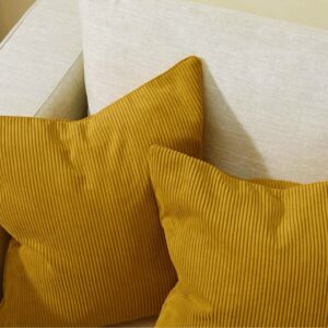 Gold Sarı Kendinden Fitillli 43*43 Döşemelik Kadife Kumaş Kırlent Kılıfı - Özel Ölçü Seçenekli