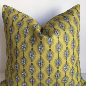 Sarı Siyah - Beyaz Baskı Desenli Kumaş Kırlent Kılıfı - Özel Ölçü Seçenekli