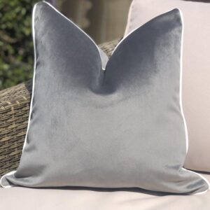 Gri Birinci Kalite Döşemelik Kadife Kumaş Kırlent Kılıfı - Fitilli - Özel Ölçü Seçenekli