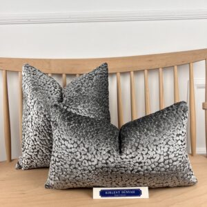 Antrasit Gri Desenli Lüks Döşemelik Kadife Kırlent Kılıfı