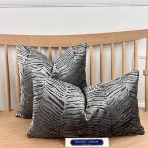 Antrasit Gri Desenli Lüks Döşemelik Kadife Kırlent Kılıfı