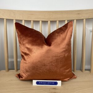 Parlak Turuncu Lüks Döşemelik Kadife Kırlent Kılıfı