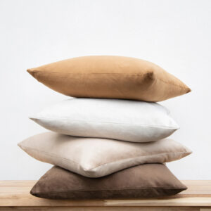 Beyaz | Karamel | Krem | Kahverengi 4lü Set Birinci Kalite Döşemelik Kadife Kumaş Kırlent Kılıfı - Özel Ölçü Seçenekli